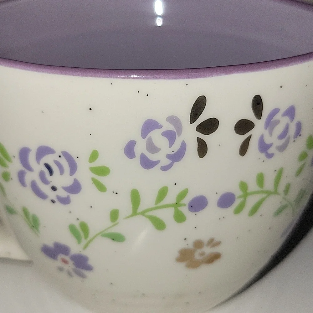 💐Trueliving Ceramic Floral 16 Oz Cups/Mugs With Floral Graphics - Lavendar - Picture 4 of 5